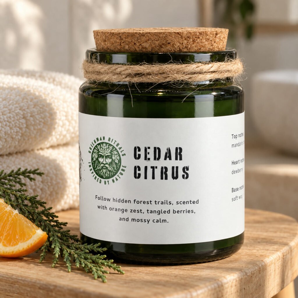 Vela de soja de cedro e citrinos