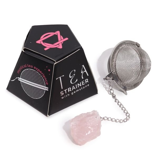Infusor de chá com pedra de quartzo rosa