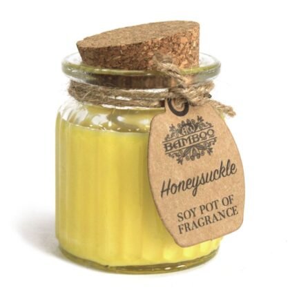 Pote de vela de cera de soja com aroma a madressilva